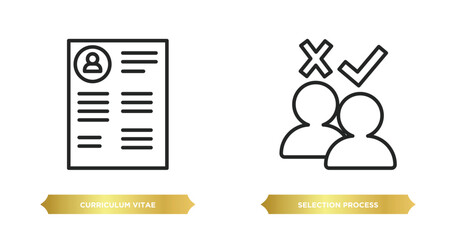 Poster - two editable outline icons from human resources concept. thin line icons such as curriculum vitae, selection process vector.