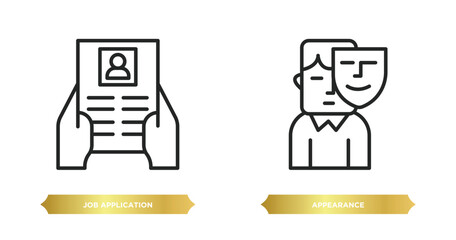 Poster - two editable outline icons from human resources concept. thin line icons such as job application, appearance vector.