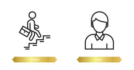Poster - two editable outline icons from human resources concept. thin line icons such as career, man vector.