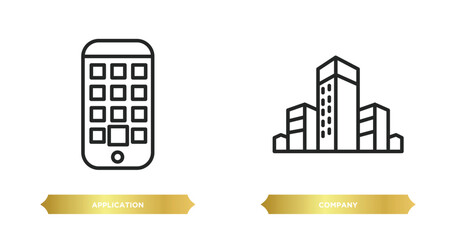 Wall Mural - two editable outline icons from human resources concept. thin line icons such as application, company vector.