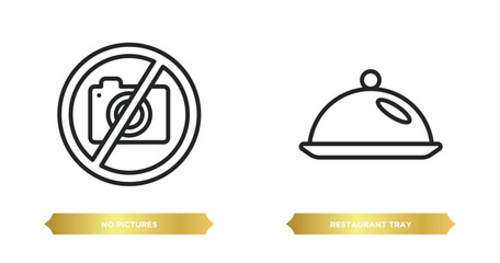 Poster - two editable outline icons from hotel and restaurant concept. thin line icons such as no pictures, restaurant tray vector.
