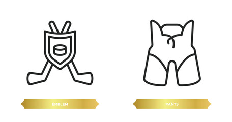 Poster - two editable outline icons from hockey concept. thin line icons such as emblem, pants vector.