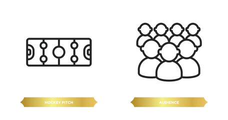 Poster - two editable outline icons from hockey concept. thin line icons such as hockey pitch, audience vector.