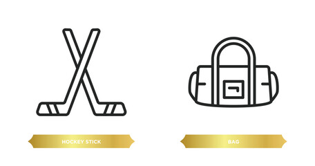 Poster - two editable outline icons from hockey concept. thin line icons such as hockey stick, bag vector.