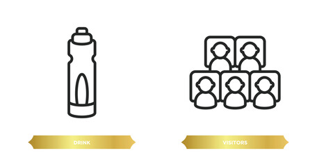Poster - two editable outline icons from hockey concept. thin line icons such as drink, visitors vector.