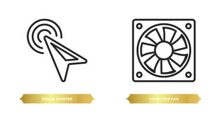 Poster - two editable outline icons from hardware concept. thin line icons such as mouse pointer, computer fa