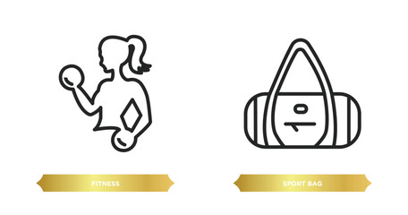 Poster - two editable outline icons from gymandfitness concept. thin line icons such as fitness, sport bag vector.