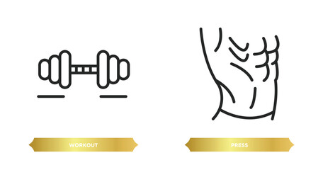 Poster - two editable outline icons from gymandfitness concept. thin line icons such as workout, press vector