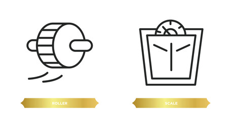 Poster - two editable outline icons from gymandfitness concept. thin line icons such as roller, scale vector.