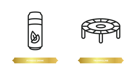 Poster - two editable outline icons from gym and fitness concept. thin line icons such as fitness drink, trampoline vector.