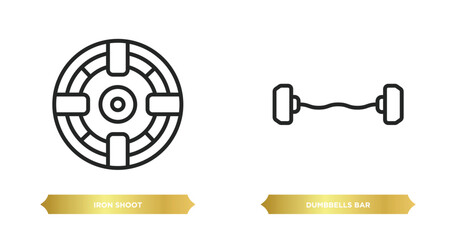 Poster - two editable outline icons from gym and fitness concept. thin line icons such as iron shoot, dumbbells bar vector.