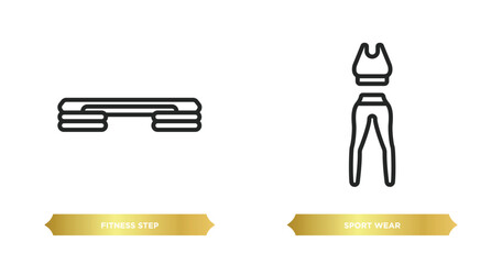 Poster - two editable outline icons from gym and fitness concept. thin line icons such as fitness step, sport wear vector.