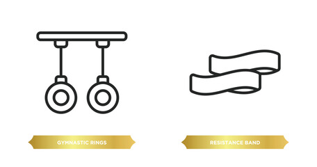 Poster - two editable outline icons from gym and fitness concept. thin line icons such as gymnastic rings, resistance band vector.