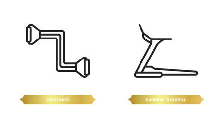 Poster - two editable outline icons from gym and fitness concept. thin line icons such as resistance, running treadmill vector.