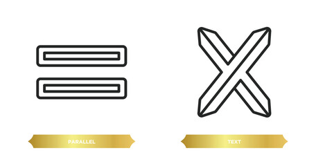 Poster - two editable outline icons from geometry concept. thin line icons such as parallel, text vector.