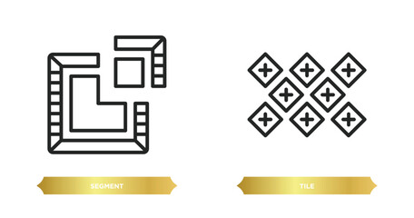 Poster - two editable outline icons from geometric figure concept. thin line icons such as segment, tile vector.