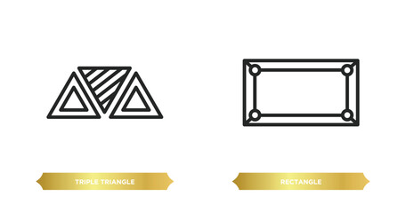 Poster - two editable outline icons from geometric figure concept. thin line icons such as triple triangle, r