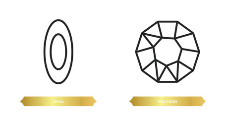 Poster - two editable outline icons from geometric figure concept. thin line icons such as oval, polygon vect