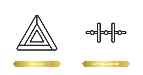 Sticker - two editable outline icons from geometric figure concept. thin line icons such as triangle, vertical alignment vector.