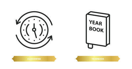 Poster - two editable outline icons from general concept. thin line icons such as clockwise, yearbook vector.