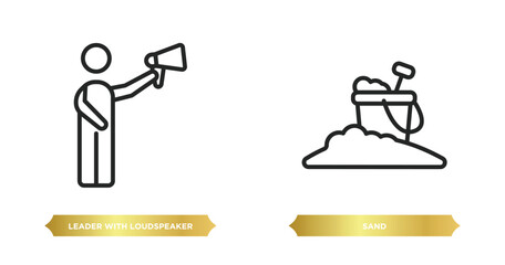 Poster - two editable outline icons from general collection. concept. thin line icons such as leader with lou