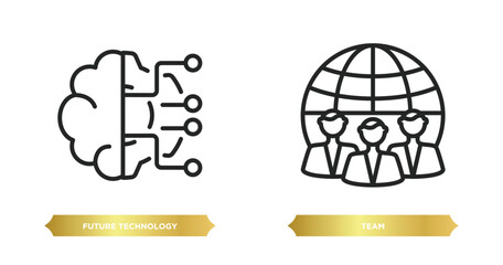 Poster - two editable outline icons from general concept. thin line icons such as future technology, team vector.