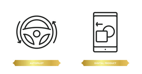 Poster - two editable outline icons from general concept. thin line icons such as autopilot, digital product vector.