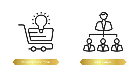 Poster - two editable outline icons from general concept. thin line icons such as ecommerce solutions, hr planning vector.