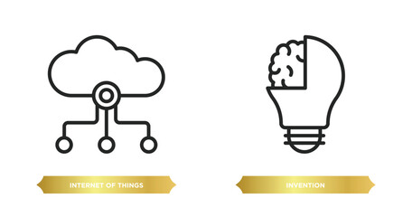 Poster - two editable outline icons from general concept. thin line icons such as internet of things, inventi