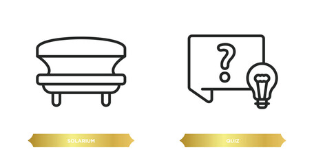 Poster - two editable outline icons from general concept. thin line icons such as solarium, quiz vector.