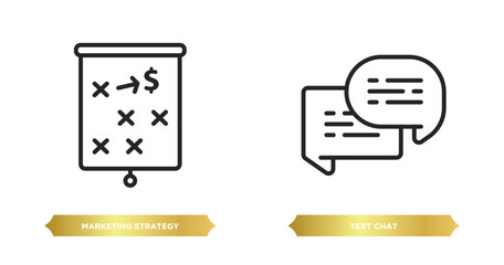Aufkleber - two editable outline icons from general concept. thin line icons such as marketing strategy, text chat vector.