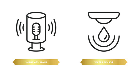 Poster - two editable outline icons from general concept. thin line icons such as smart assistant, water sensor vector.