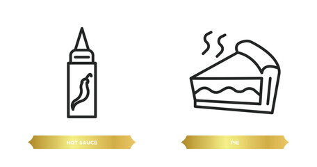 Poster - two editable outline icons from gastronomy concept. thin line icons such as hot sauce, pie vector.