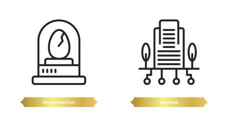 Poster - two editable outline icons from future technology concept. thin line icons such as egg incubator, building vector.