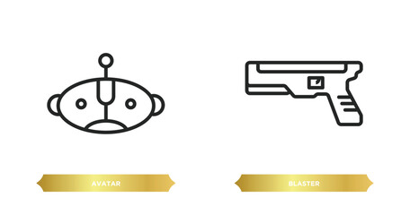 Poster - two editable outline icons from future technology concept. thin line icons such as avatar, blaster vector.