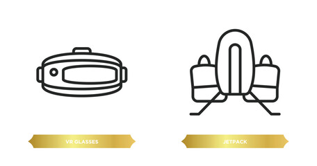 Poster - two editable outline icons from future technology concept. thin line icons such as vr glasses, jetpack vector.