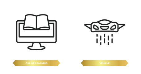 Poster - two editable outline icons from future technology concept. thin line icons such as online learning, vehicle vector.