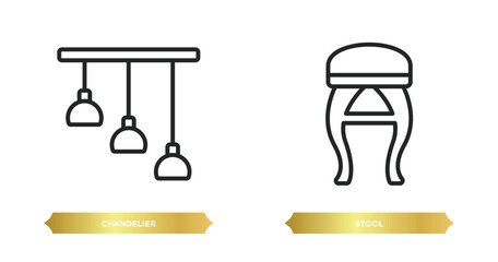 Poster - two editable outline icons from furniture concept. thin line icons such as chandelier, stool vector.