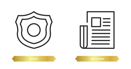 Poster - two editable outline icons from football concept. thin line icons such as badge, newspaper vector.