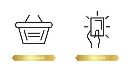 Aufkleber - two editable outline icons from football concept. thin line icons such as shopping basket, yellow card vector.
