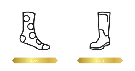 Poster - two editable outline icons from football concept. thin line icons such as socks, boots vector.