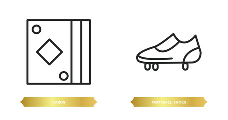 Poster - two editable outline icons from football concept. thin line icons such as cards, football shoes vector.