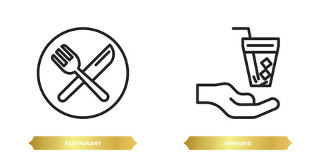 Poster - two editable outline icons from food concept. thin line icons such as restaurant, drinking vector.
