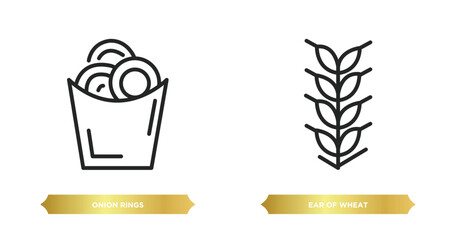 Poster - two editable outline icons from food concept. thin line icons such as onion rings, ear of wheat vect