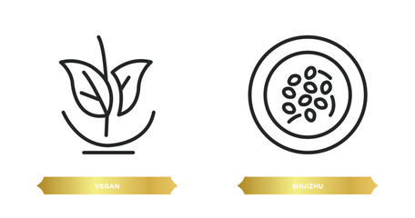 Poster - two editable outline icons from food concept. thin line icons such as vegan, shuizhu vector.