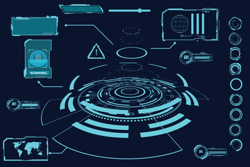 Wall Mural - sci fi hud modern futuristic user interface square frames blocks set. high tech screen digital holog