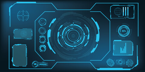 Wall Mural - sci fi hud modern futuristic user interface square frames blocks set. high tech screen digital holog