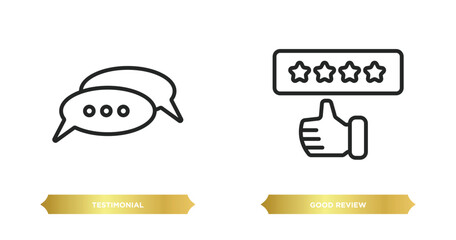 Poster - two editable outline icons from feedback concept. thin line icons such as testimonial, good review v