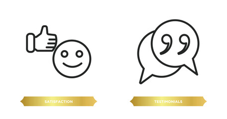 Canvas Print - two editable outline icons from feedback concept. thin line icons such as satisfaction, testimonials vector.