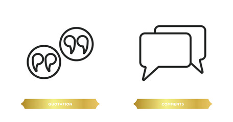 Poster - two editable outline icons from feedback concept. thin line icons such as quotation, comments vector.